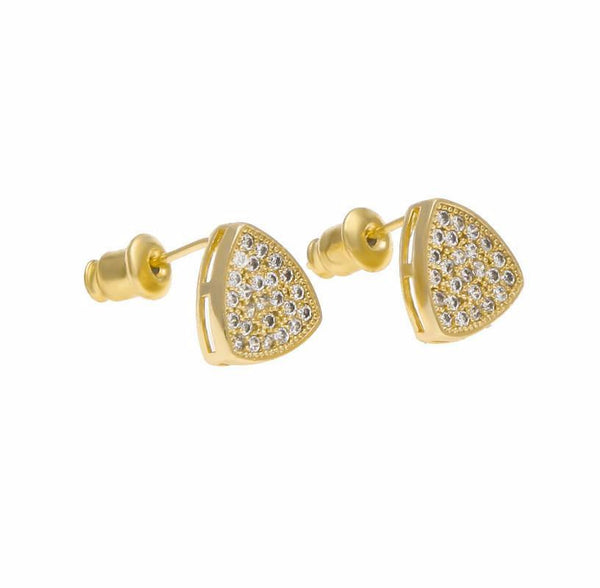 18K CZ Triangle Gold Earrings