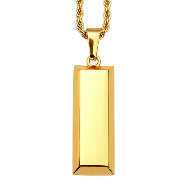 18K Gold Bar Pendant