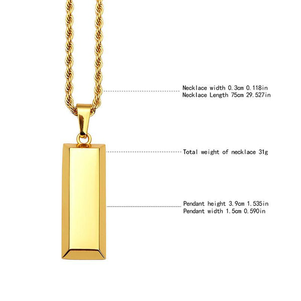 18K Gold Bar Pendant