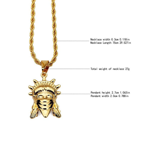 18K Gold Statue of Liberty Pendant