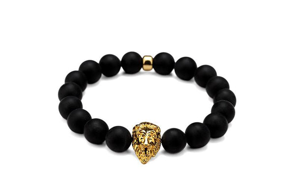 Matte Beaded Gold Lion Bracelet
