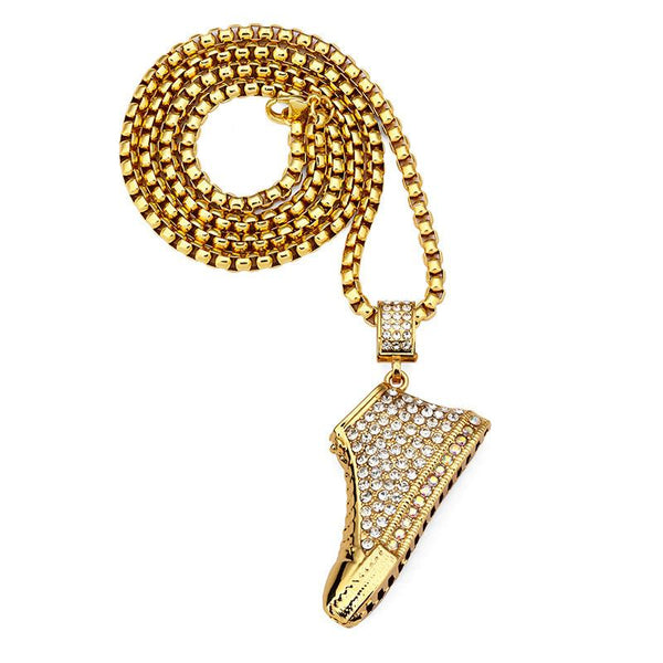 Iced Out 18K Gold High Sneakers Pendant