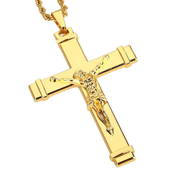 18K Gold Flat Cross Pendant – Too Icy Jewelry