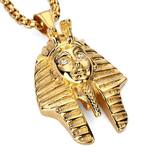 Rhinestone 18K Gold/Stainless Steel Pharaoh Pendant