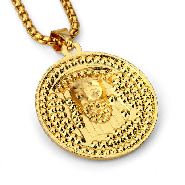 Fully Iced Out 18K Gold Jesus Piece Medallion Pendant