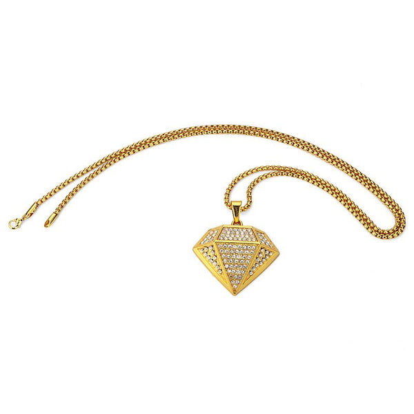 Iced Out 18K Gold 3D Diamond Pendant