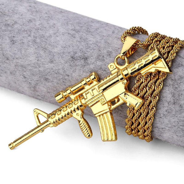 18K Gold Sniper Pendant
