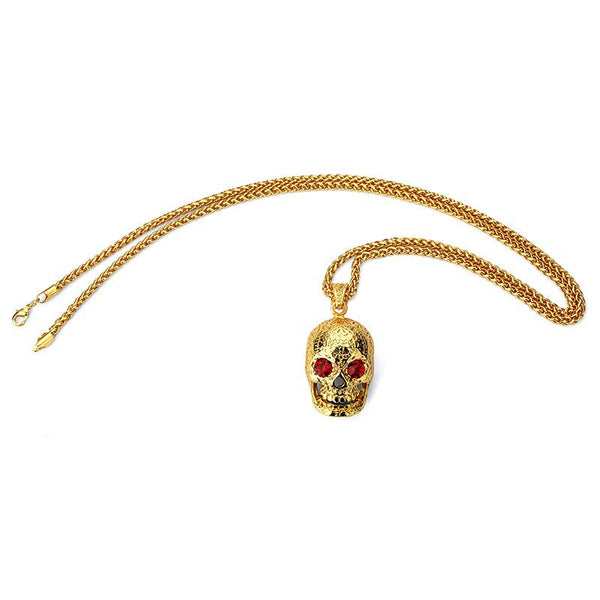 Ruby 18K Gold Skull Pendant
