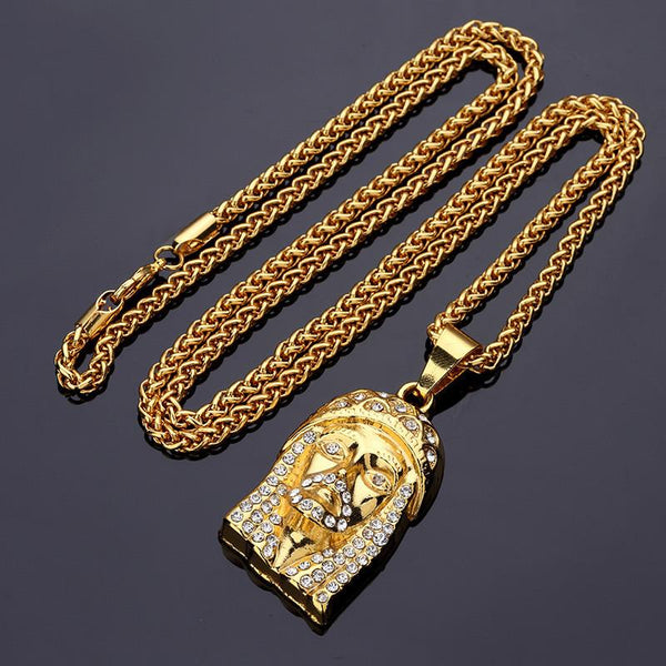 Mini Iced Out Christ 18K Gold/Silver Jesus Piece Pendant