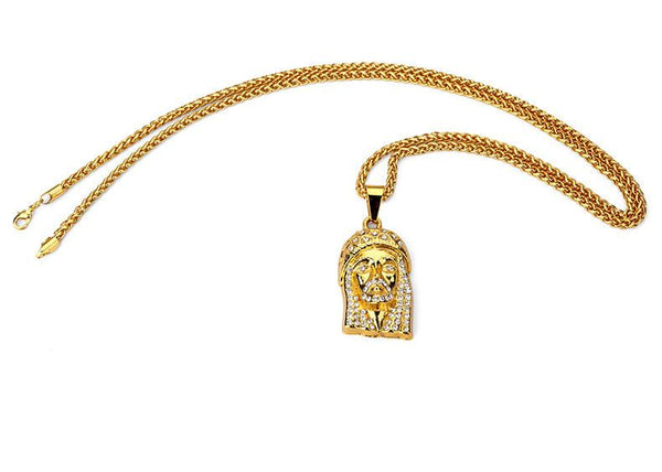 Mini Iced Out Christ 18K Gold/Silver Jesus Piece Pendant