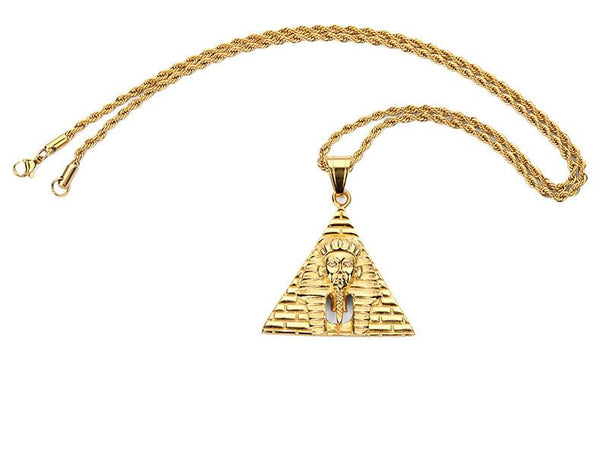 18K Gold Pharaoh Pyramid Pendant