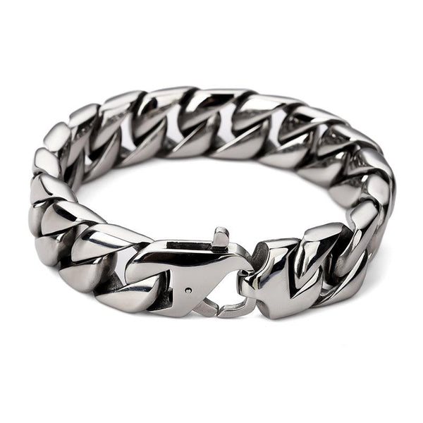 Stainless Steel Silver Cuban Link Bracelet