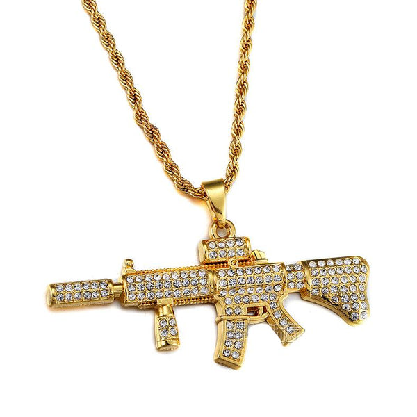 Iced Out 18K Gold/Silver M4 Pendant