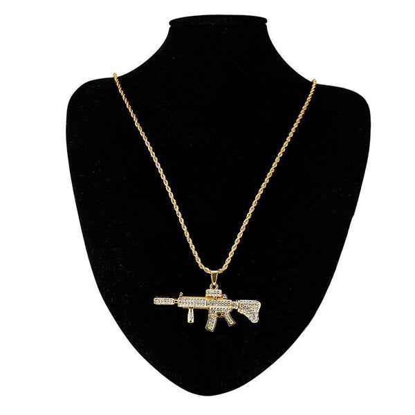 Iced Out 18K Gold/Silver M4 Pendant