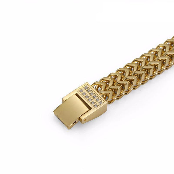CZ 18K Gold Stainless Steel Double Foxtail Bracelet