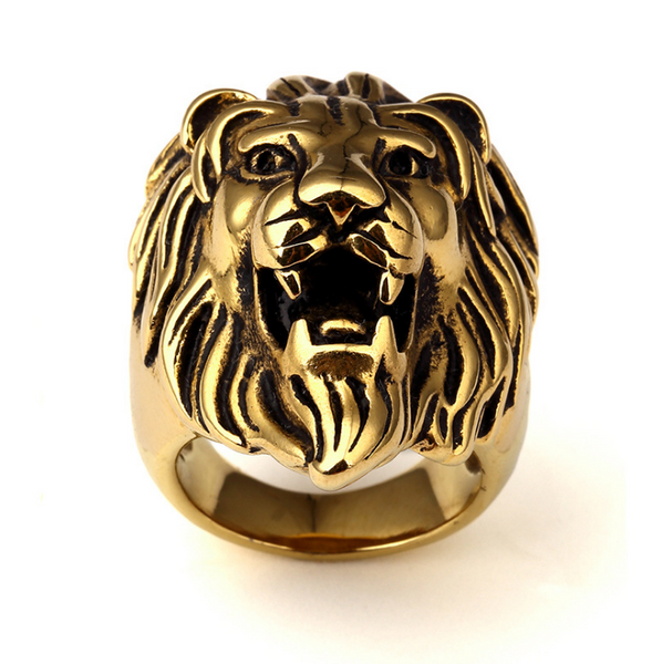 18K Gold Roaring Lion Ring