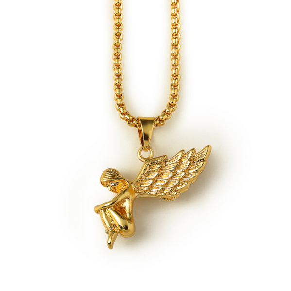 Mini 18K Gold Woman Angel Pendant