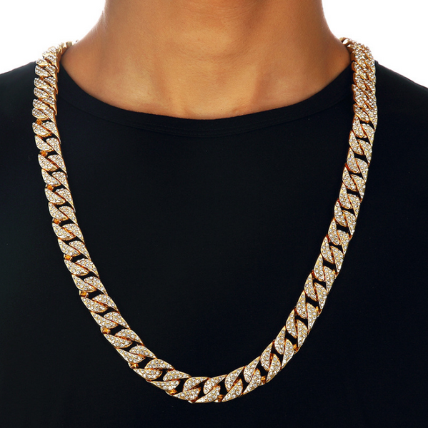 Iced Out 14mm 18K Gold Cuban Link Chain [1st variation]