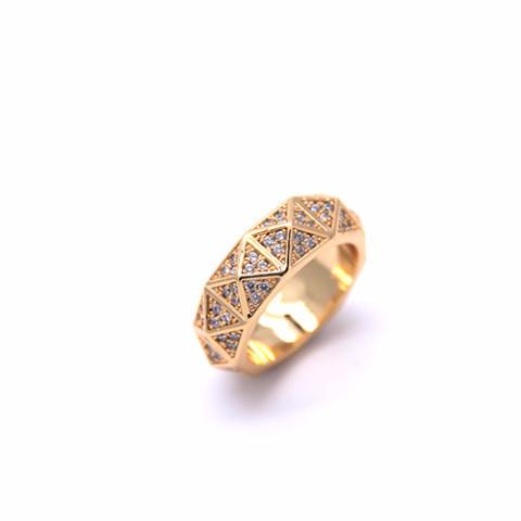 Iced Out 18K Gold Diamond Shaped Ring