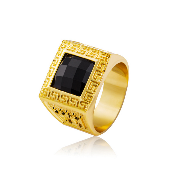 18K Gold Black Stone Ring