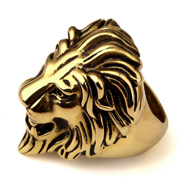 18K Gold Roaring Lion Ring